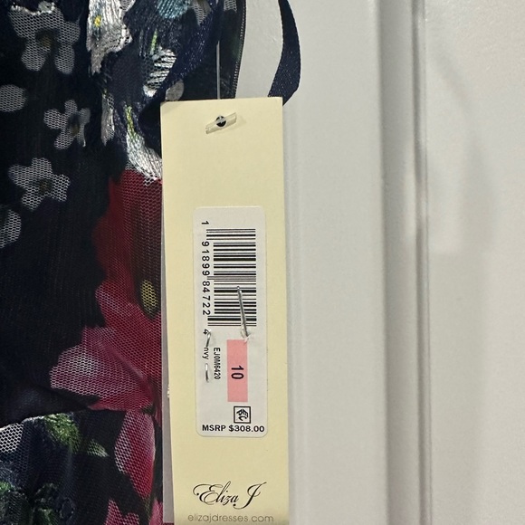 ELIZA J Womens Navy Mesh Lined Spaghetti Strap Full-Length Formal Gown Dress 10 - Picture 3 of 3